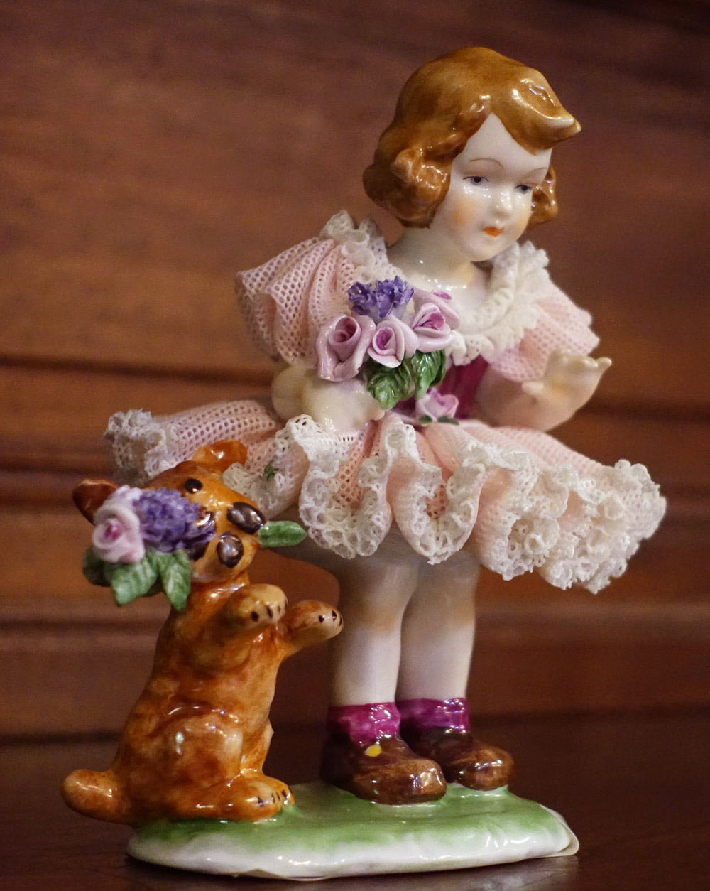 ドイツ製 レース磁器人形 少女と犬 O/797 [457-KK010] - 16,830円 